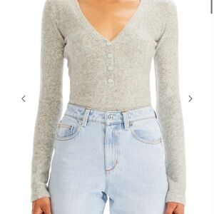 SER.O.YA Gray Long Sleeve Bodysuit